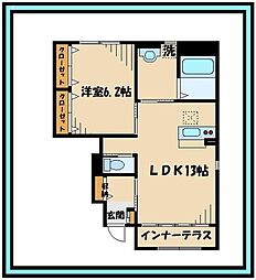 ブロッサム 1階1LDKの間取り