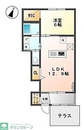 フランシーズ 1階1LDKの間取り