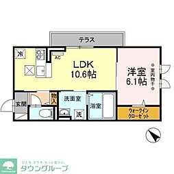 アグノス　エーナ 1階1LDKの間取り