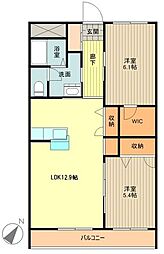ヒルサイドスクエアI 1階2LDKの間取り