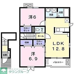 フルト　モーアＡ 2階2LDKの間取り
