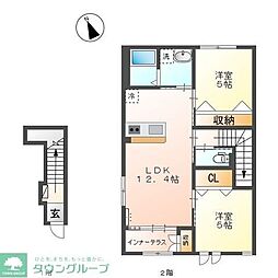 ジュアン 2階2LDKの間取り