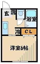 第一白王荘 1Kの間取図画像