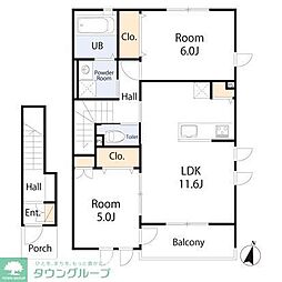 ハイムサウスサンド 2LDKの間取図画像