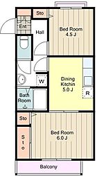 ヴィレッジMB 2DKの間取図画像