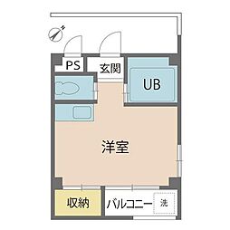 パルコモン・クロダ ワンルームの間取図画像