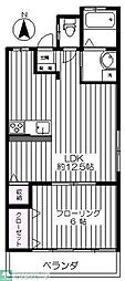 富士見台明星パレス 1LDKの間取図画像