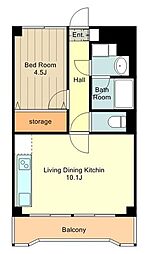 TBK第2高松ビル 1LDKの間取図画像