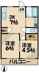 キャッスル第二 2DKの間取図画像