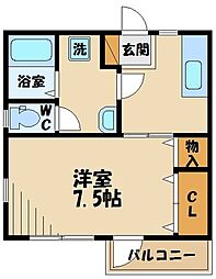 リバーサイド3 1Kの間取図画像
