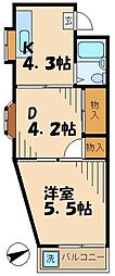 中島ビル3号 1DKの間取図画像