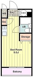 エルモンドノジマ ワンルームの間取図画像