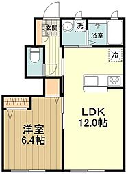 ピュアコートみなみ野 1LDKの間取図画像