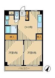 諏訪ハイム13 2DKの間取図画像