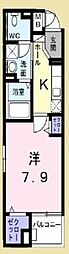 メゾンドフルール 1Kの間取図画像