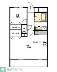 マイコート稲城 1LDKの間取図画像