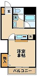 ハイツアントレ 1Kの間取図画像