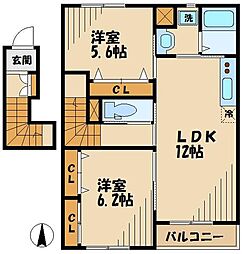 プレシャス 2LDKの間取図画像