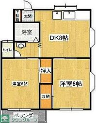 ホワイティM&T 2DKの間取図画像