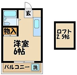 コーポ泉 2階1Kの間取り