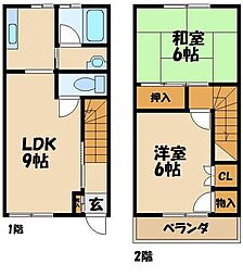 サニーテラス渋谷 2階2LDKの間取り