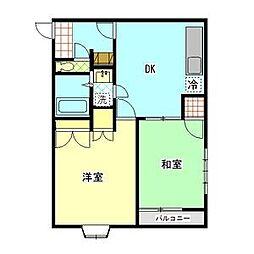 フラット87 2階2DKの間取り