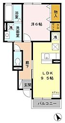 ＢＯＮＨＥＵＲ 1階1LDKの間取り