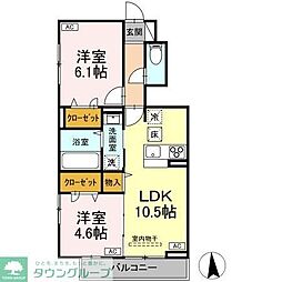 ガーネット　II 1階2LDKの間取り