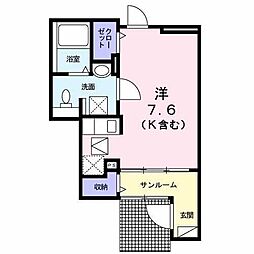 ラフィネII　堀之内 1階1Kの間取り