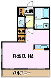 シャルム 2階1Kの間取り