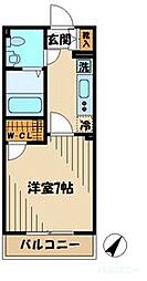 ヴィラフローリッシュ 1階1Kの間取り