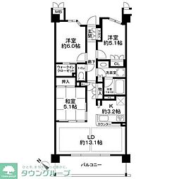 プレシス多摩永山レヴィエ 4階3LDKの間取り