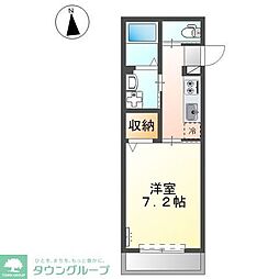 モリオンパレス 5階1Kの間取り