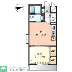 モリオンパレス 2階1LDKの間取り