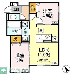 Asset-Court元横山町 1階2LDKの間取り