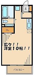 グリーンテラス多摩 1階ワンルームの間取り