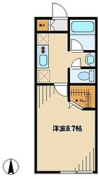 エクセレント玉川学園 2階1Kの間取り