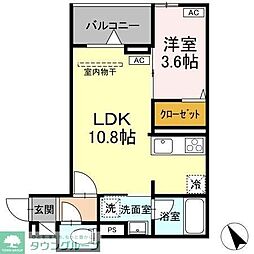 京王線 京王八王子駅 徒歩7分の賃貸アパート 3階1LDKの間取り