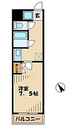 多摩都市モノレール 中央大学・明星大学駅 徒歩4分の賃貸マンション 3階1Kの間取り