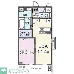 アウラティエ 2階1LDKの間取り