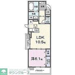 アウラティエ 1階1LDKの間取り