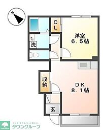 小田急多摩線 五月台駅 徒歩9分の賃貸アパート 1階1DKの間取り