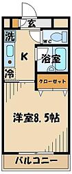 多摩都市モノレール 中央大学・明星大学駅 徒歩3分の賃貸マンション 1階1Kの間取り