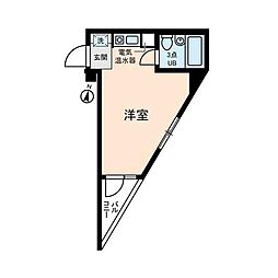 キャッスル日野台 3階ワンルームの間取り