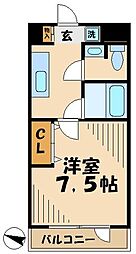 京王相模原線 京王多摩センター駅 徒歩5分の賃貸マンション 4階1Kの間取り