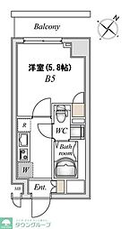 Ｎ−Ｓｔａｇｅ稲城 5階1Kの間取り