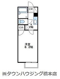 エクレール相原 2階1Kの間取り