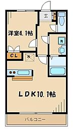 ヤハウェイ山本 2階1LDKの間取り