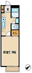 多摩都市モノレール 大塚・帝京大学駅 徒歩8分の賃貸アパート 2階1Kの間取り