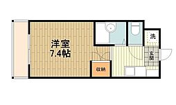 カレッジスクエア日野 3階1Kの間取り